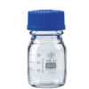 Graduated borosilicate reagent bottle with blue screw cap