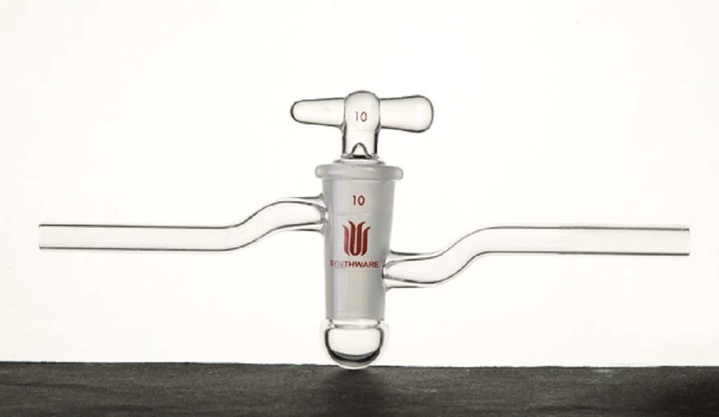 !Outlet model! Stopcock S34, glass, hollow plug, vacuum, oblique