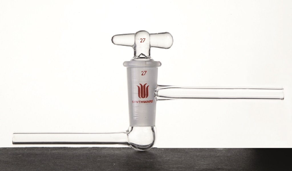 Stopcock S70, glass, hollow plug, vacuum, offset