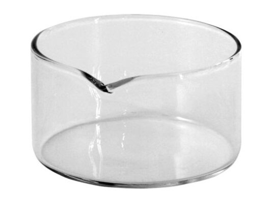 Borosilicate glass crystallising dish with spout